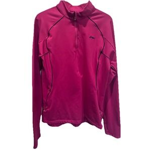 ASICS Running Athletic Jacket Hot Pink Women Size Med Full Zip Thumbhole Stretch